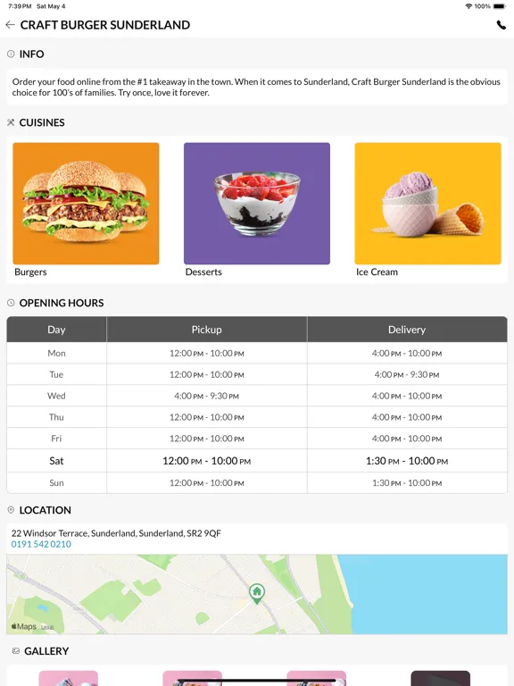 CRAFT BURGER SUNDERLAND iPad  Screenshots