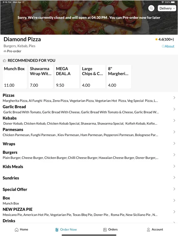 Tangkapan layar Ella Pizza iPad 