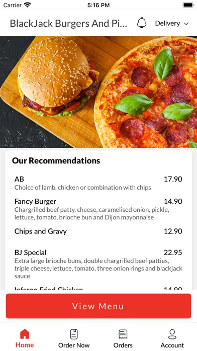 Ảnh chụp màn hình của BlackJack Burgers And Pizza