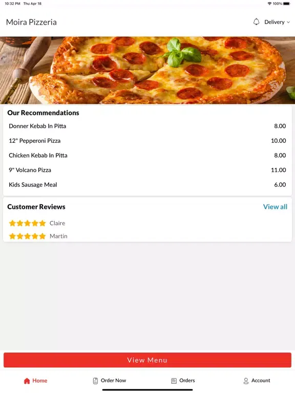 Moira Pizzeria iPad  Screenshots