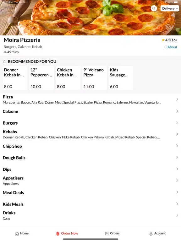 Moira Pizzeria iPad  Screenshots