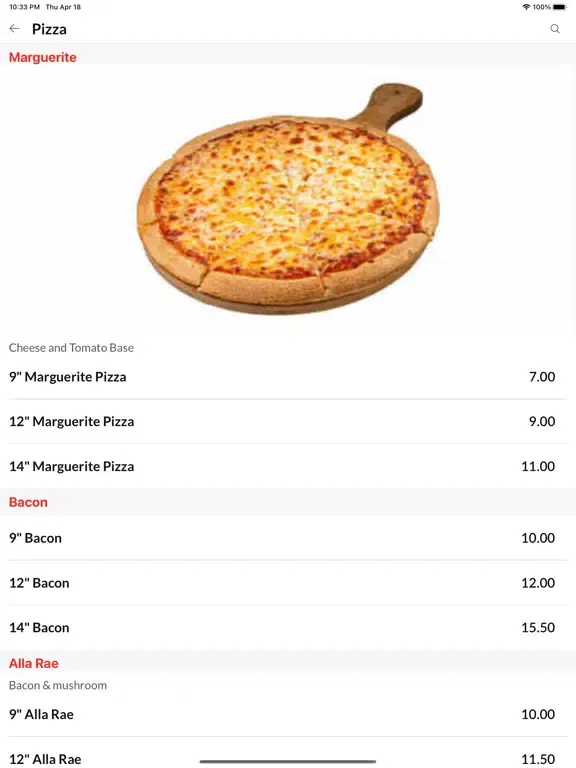 Moira Pizzeria iPad  Screenshots