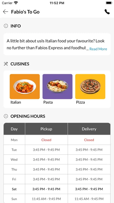 Capturas de tela do Fabio's To Go