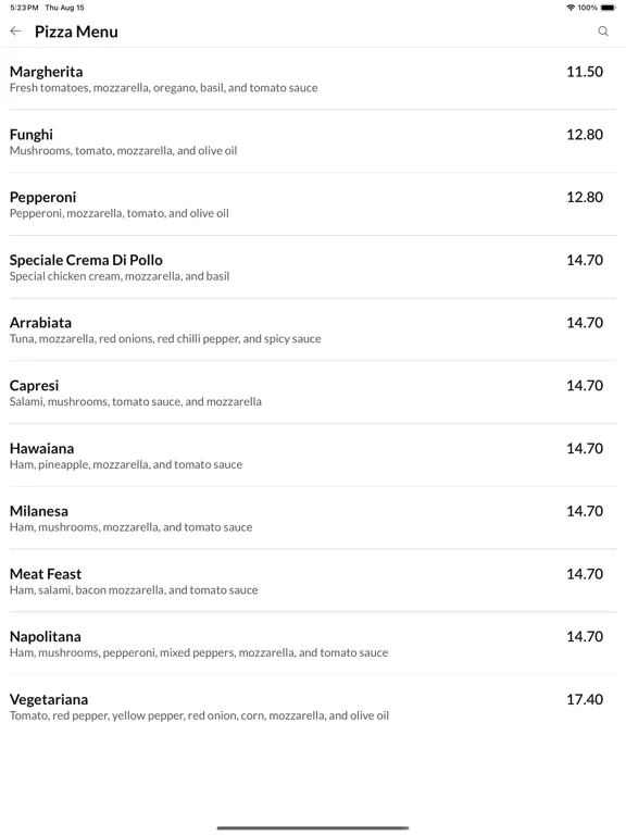 Mi PiaceAuthentic ItalianPizza iPad  Screenshots