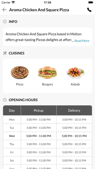 Ảnh chụp màn hình của Aroma Chicken And Square Pizza