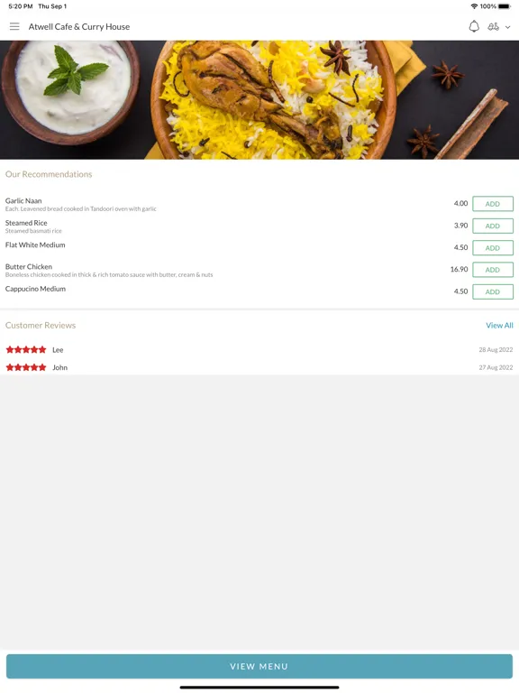 Atwell Cafe and Curry House iPad  スクリーンショット