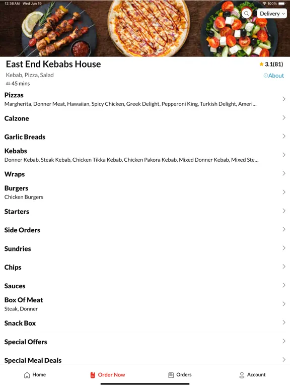 ภาพหน้าจอของ East End Kebabs House iPad 