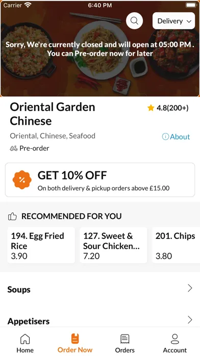 Ảnh chụp màn hình của Oriental Garden Chinese