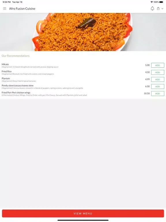 Capturas de pantalla de Afro Fusion Cuisine iPad 
