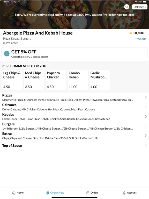 Abergele Pizza And Kebab House iPad  Ekran Görüntüleri