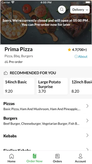 Zrzuty ekranu Prima Pizza Clifton.