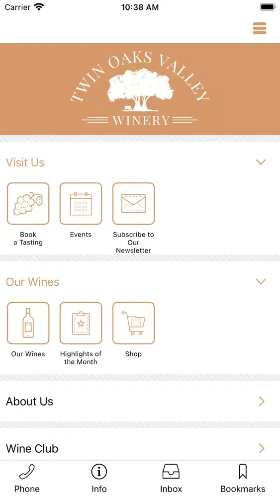 Capturas de pantalla de Twin Oaks Valley Winery