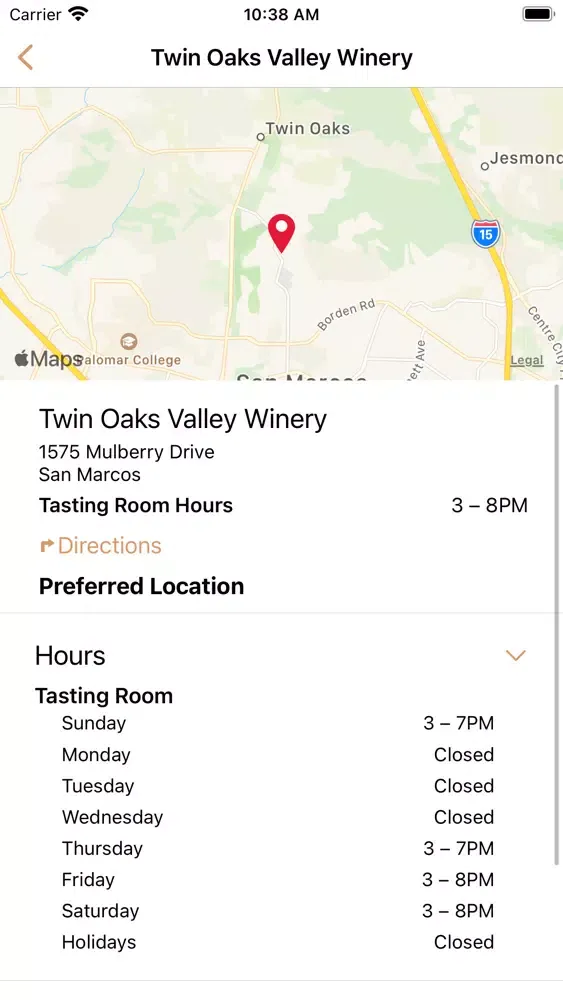 Capturas de pantalla de Twin Oaks Valley Winery