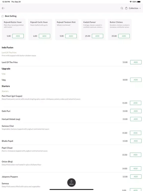 Ảnh chụp màn hình của Rajwadi AuthenticIndianCuisine iPad 