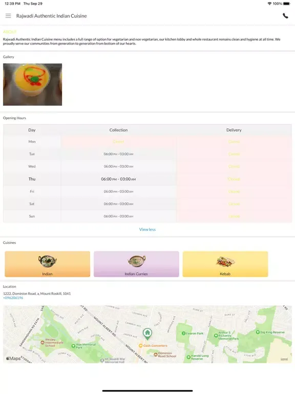 Ảnh chụp màn hình của Rajwadi AuthenticIndianCuisine iPad 