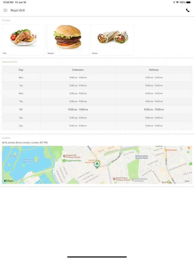 Royal Grill iPad 应用截图