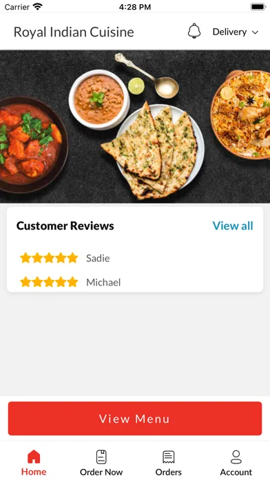 Capturas de tela do Royal Indian Cuisine.