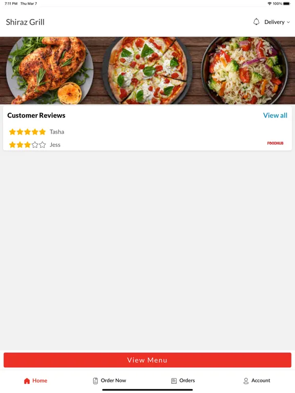 Tangkapan skrin Shiraz Grill Stalybridge iPad 