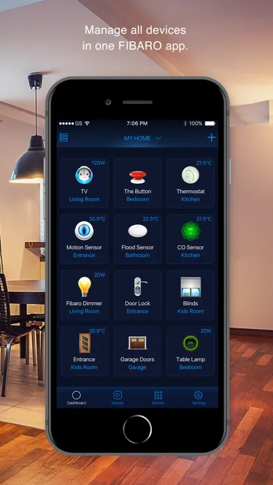 Capturas de tela do FIBARO for HomeKit Devices