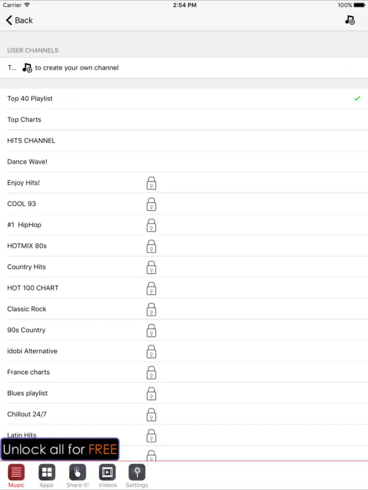 Free music - Top 100 songs from radio stations iPad 应用截图