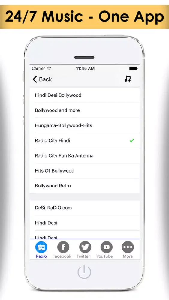 Bollywood & Hindi Music Hits! The best Indian , punjabi and desi songs from live internet radio FM stations Screenshots