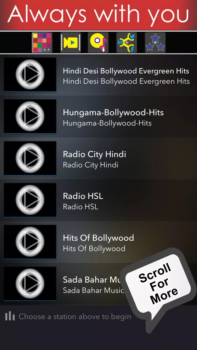 Ảnh chụp màn hình của Bollywood Music Hits - Stream Bollywood , Tamil , Desi & Indian Punjaby music songs from India live radio stations