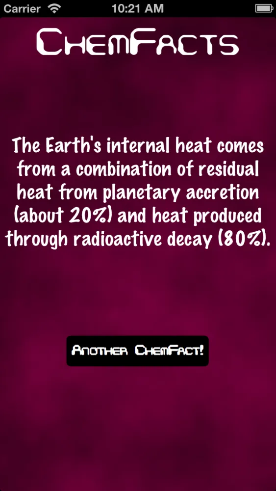 Capturas de tela do ChemFacts!