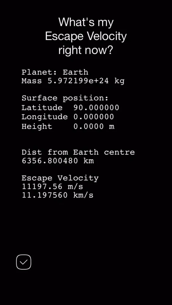Escape Velocity Calculator スクリーンショット