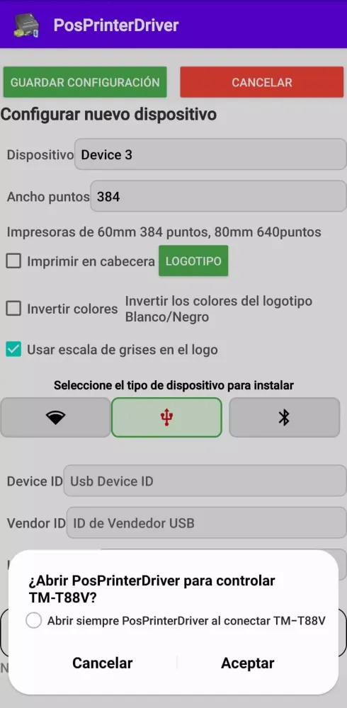 Capturas de pantalla de POS PRINTER DRIVER ESC/POS