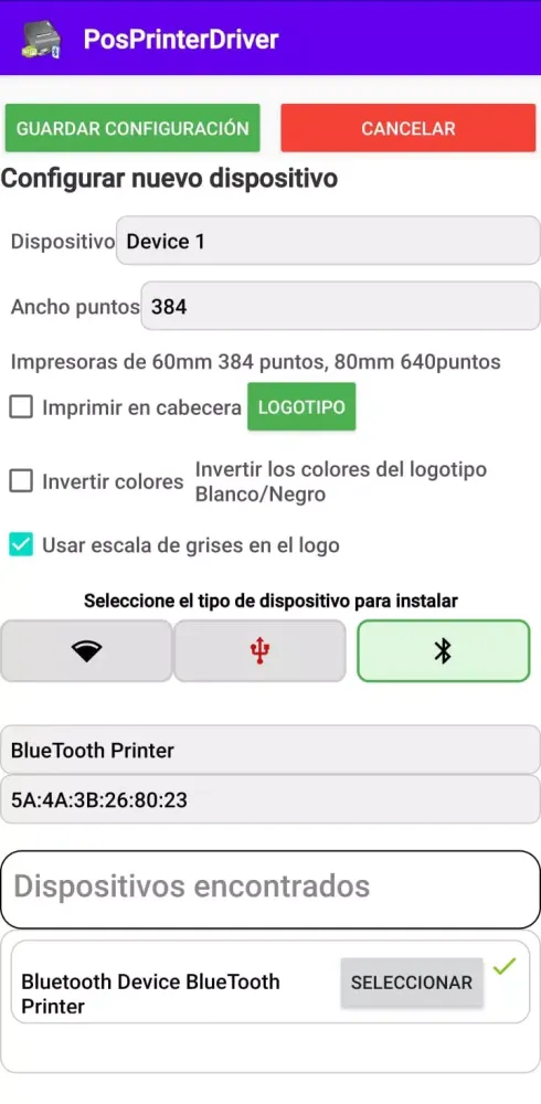 Capturas de pantalla de POS PRINTER DRIVER ESC/POS