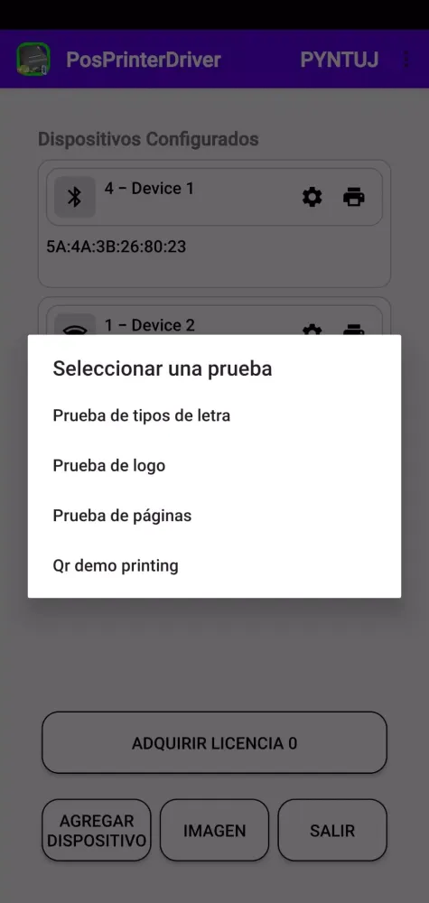 Capturas de pantalla de POS PRINTER DRIVER ESC/POS