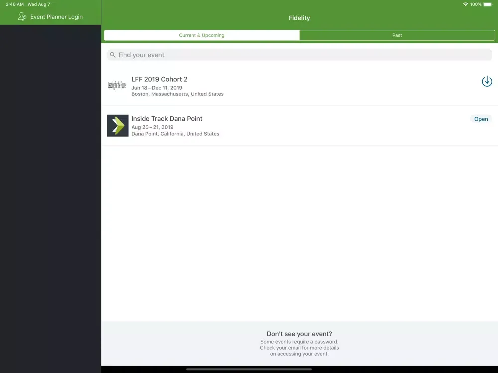 Capturas de tela do Fidelity Meetings & Events iPad 