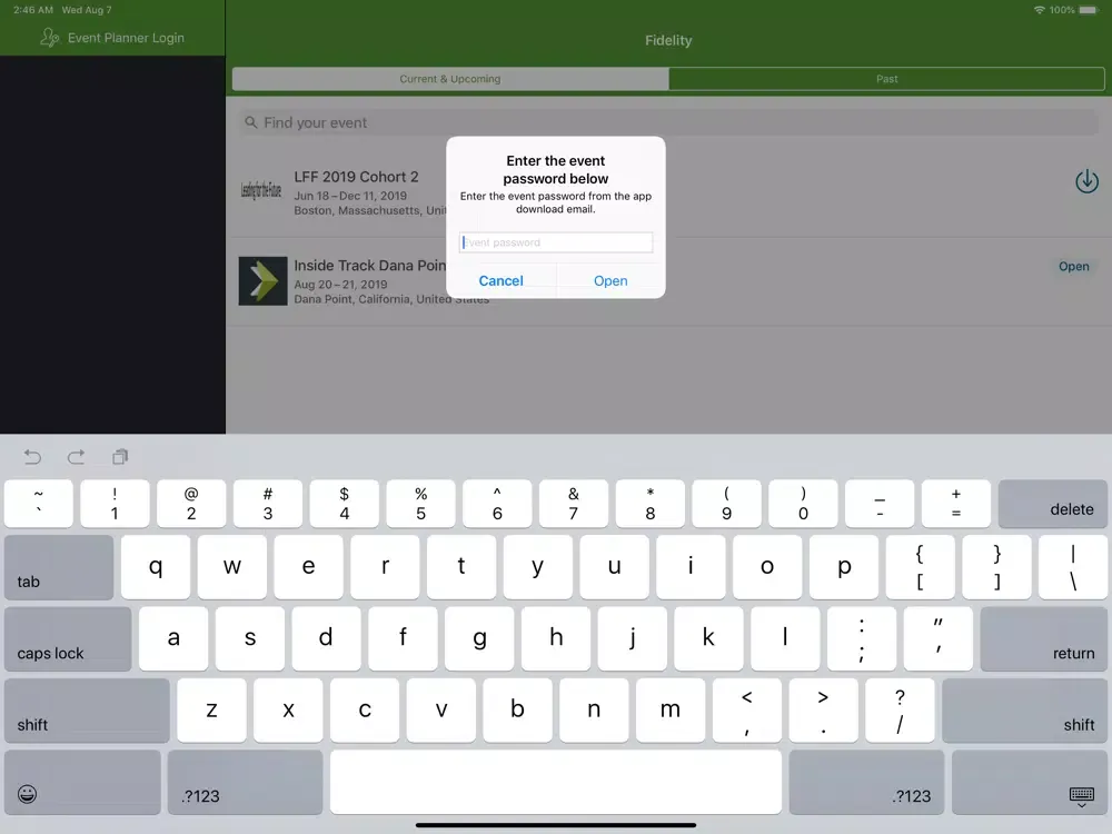 Capturas de tela do Fidelity Meetings & Events iPad 