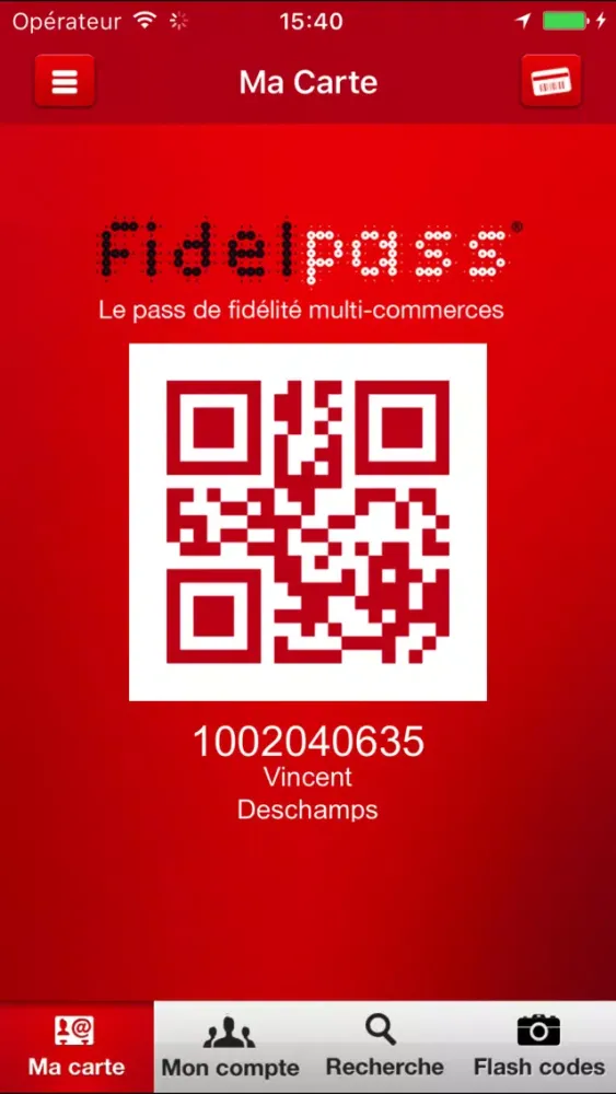 Capturas de tela do FidelPass