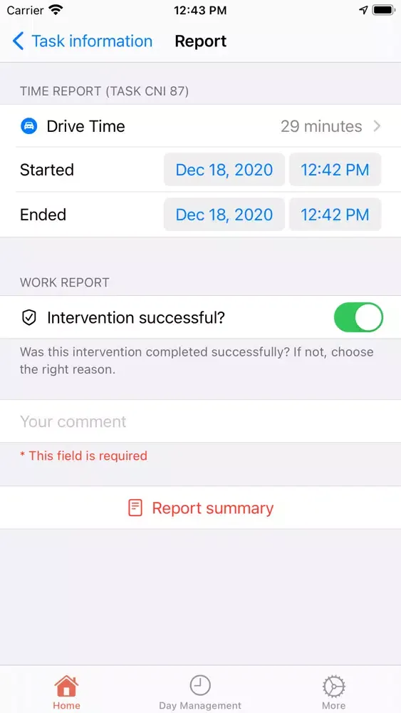 Tangkapan skrin Fieldcode mobile app
