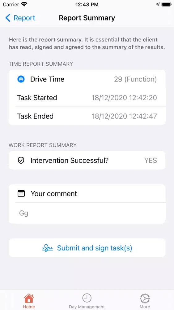 Tangkapan skrin Fieldcode mobile app