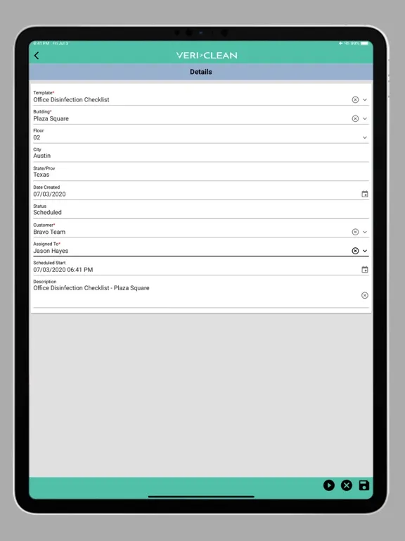Ảnh chụp màn hình của Veri-Clean iPad 