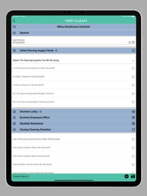 Ảnh chụp màn hình của Veri-Clean iPad 