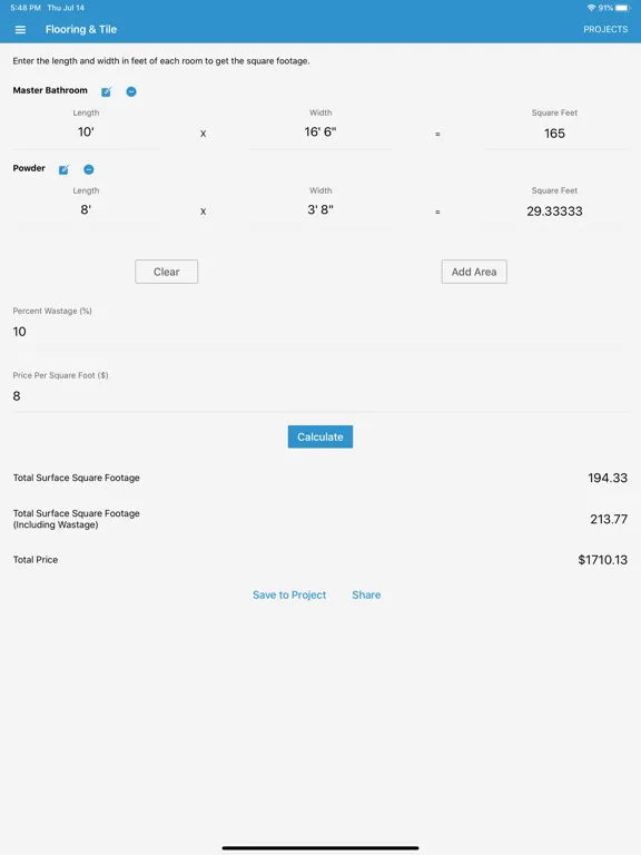 Скриншоты Calculator for Contractors iPad 