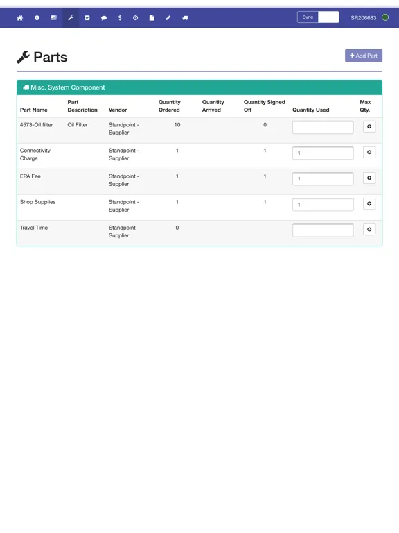 Tangkapan skrin FieldServio Tech Entry iPad 
