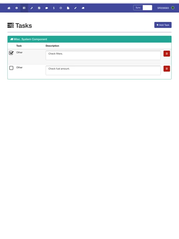 Tangkapan skrin FieldServio Tech Entry iPad 