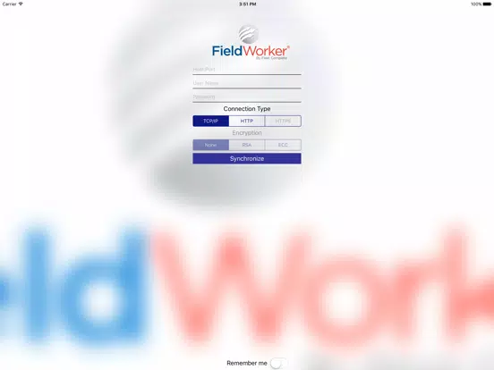 Ảnh chụp màn hình của FieldWorker Client iPad 