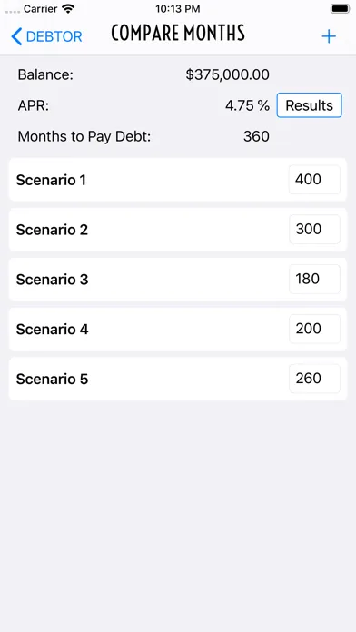 Ảnh chụp màn hình của Debtor Debt Pay Off Calculator