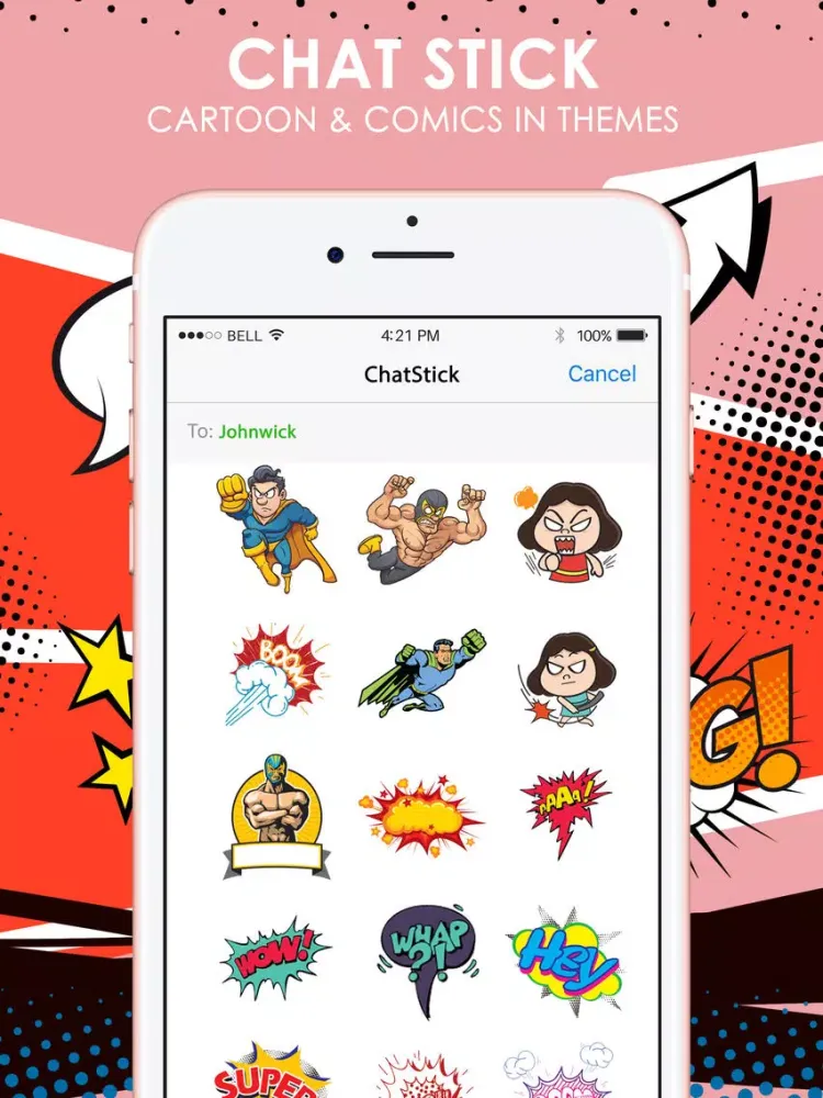 Zrzuty ekranu Cartoon Comics Stickers Keyboard Themes ChatStick iPad 