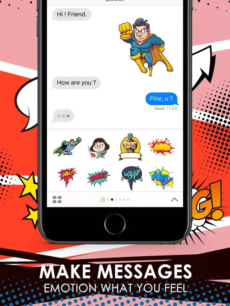 Zrzuty ekranu Cartoon Comics Stickers Keyboard Themes ChatStick iPad 