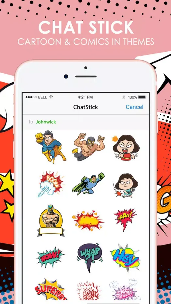 Zrzuty ekranu Cartoon Comics Stickers Keyboard Themes ChatStick