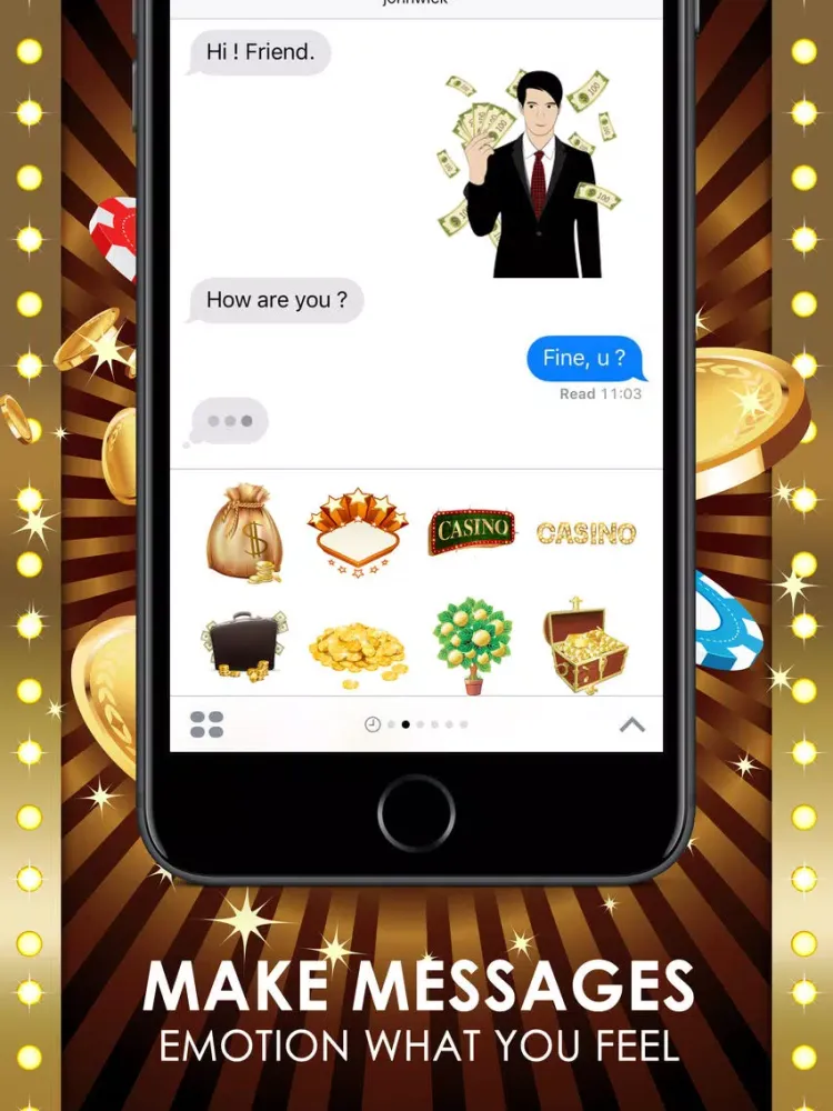 Casino Emoji Stickers Keyboard Themes ChatStick iPad  Ekran Görüntüleri