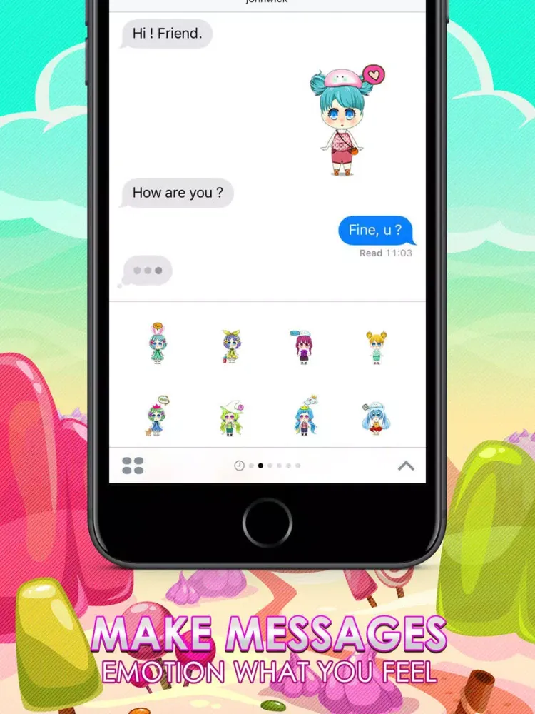 Anime Girls Emoji Chibi Stickers Themes ChatStick iPad  Ekran Görüntüleri
