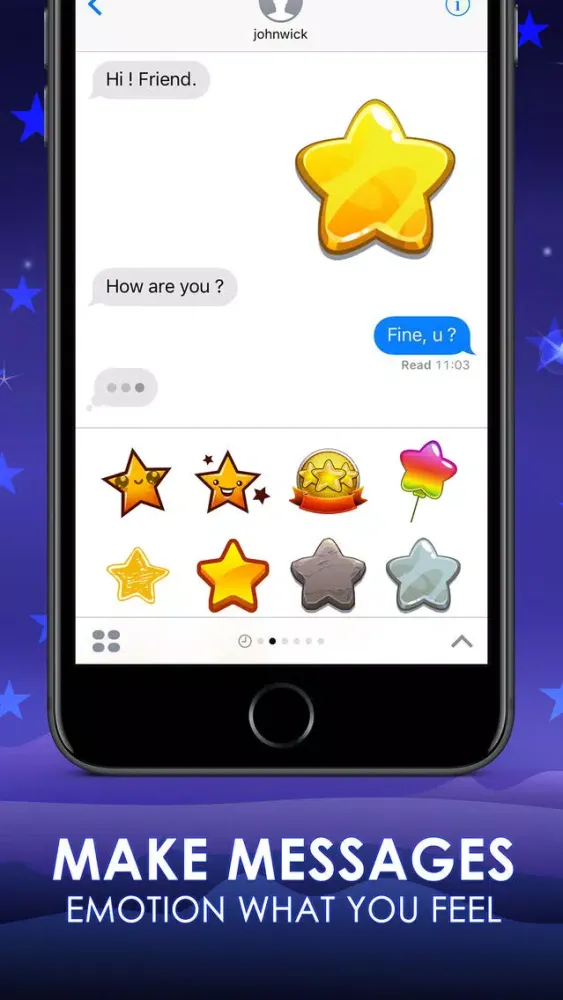 Capturas de tela do Stars Emoji Stickers Keyboard Sky Themes ChatStick