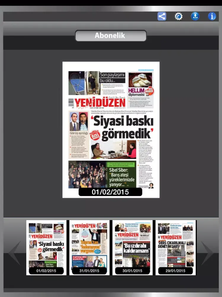 Capturas de tela do Yeni Düzen iPad 